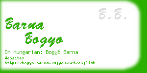 barna bogyo business card